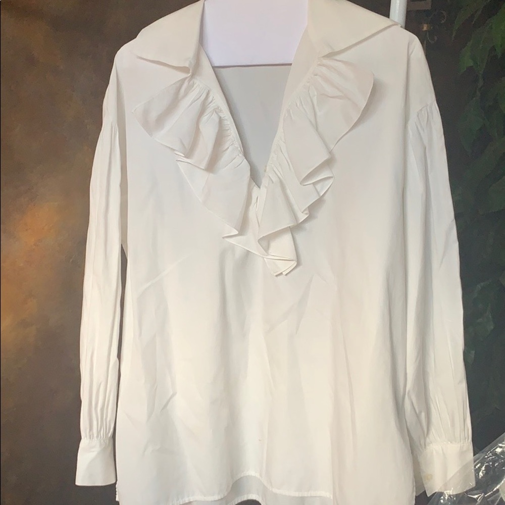 Lauren Ralph Lauren White Ruffle Blouse